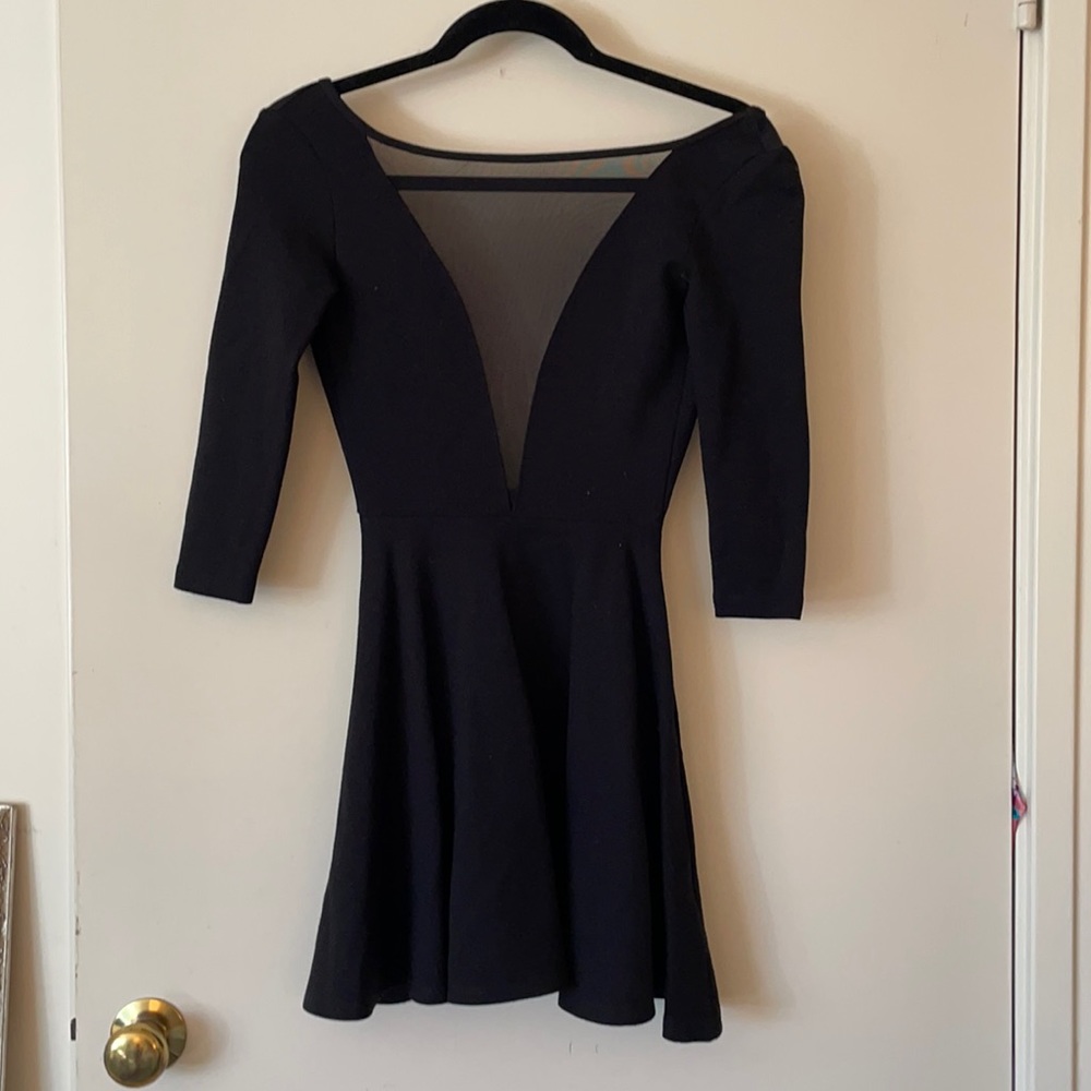 American Apparel V-Cut Mesh Low Back Black Mini Dress
